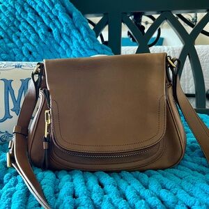 Elegant Tom Ford Jennifer cognac Leather Shoulder Bag